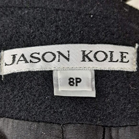 Jason Kole Women's Size 8P Black Long Coat Winter Trench Coat 100% Wool EUC - Picture 10 of 14